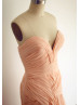 Peach Sweetheart Chiffon Slit Long Prom Dress
